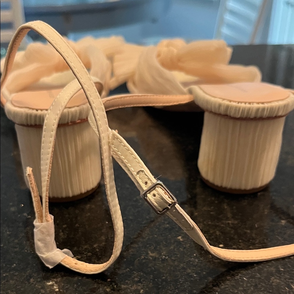 Loeffler Randall Cream Knotted Bow Slingback Sandals - Picture 3 of 11